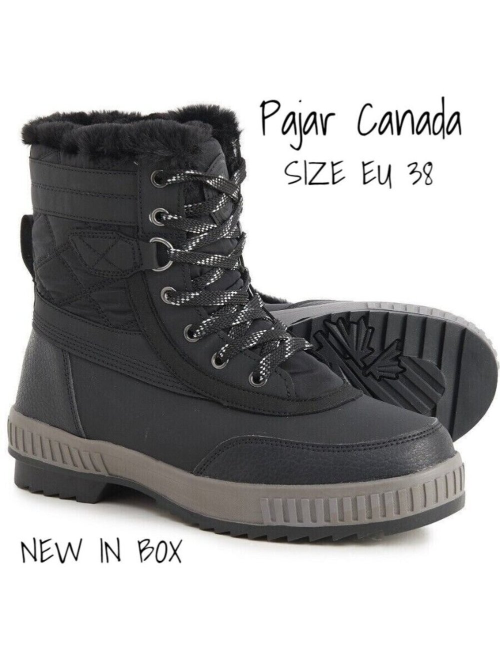 Waterproof Pajar Women's Karley Snow Boots - Insulated Black EUR 38 US 7-7.5 New
